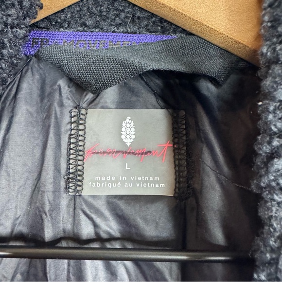 Free People Movement Vagabond Fleece Bomber Jacket Purple Black NWOT Large - Picture 3 of 12
